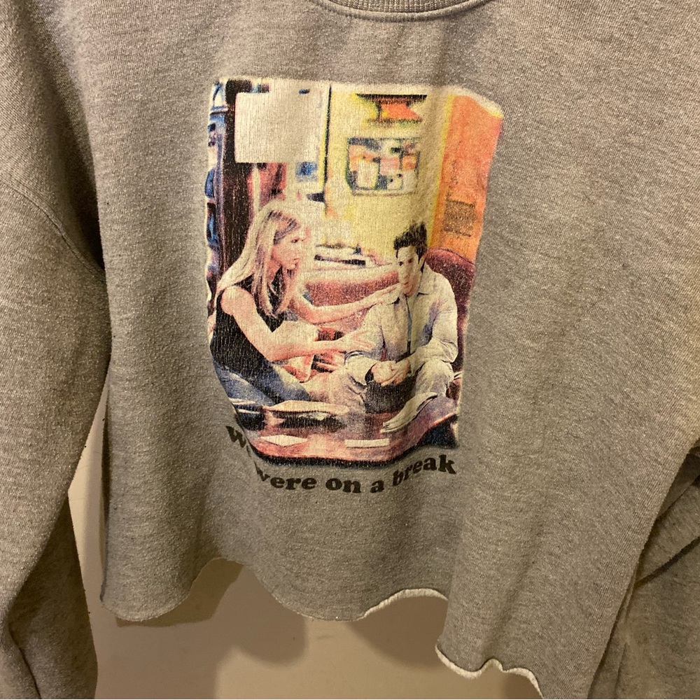 Gray Sweatshirt with Friends iconic “We were on a break” Graphic Print